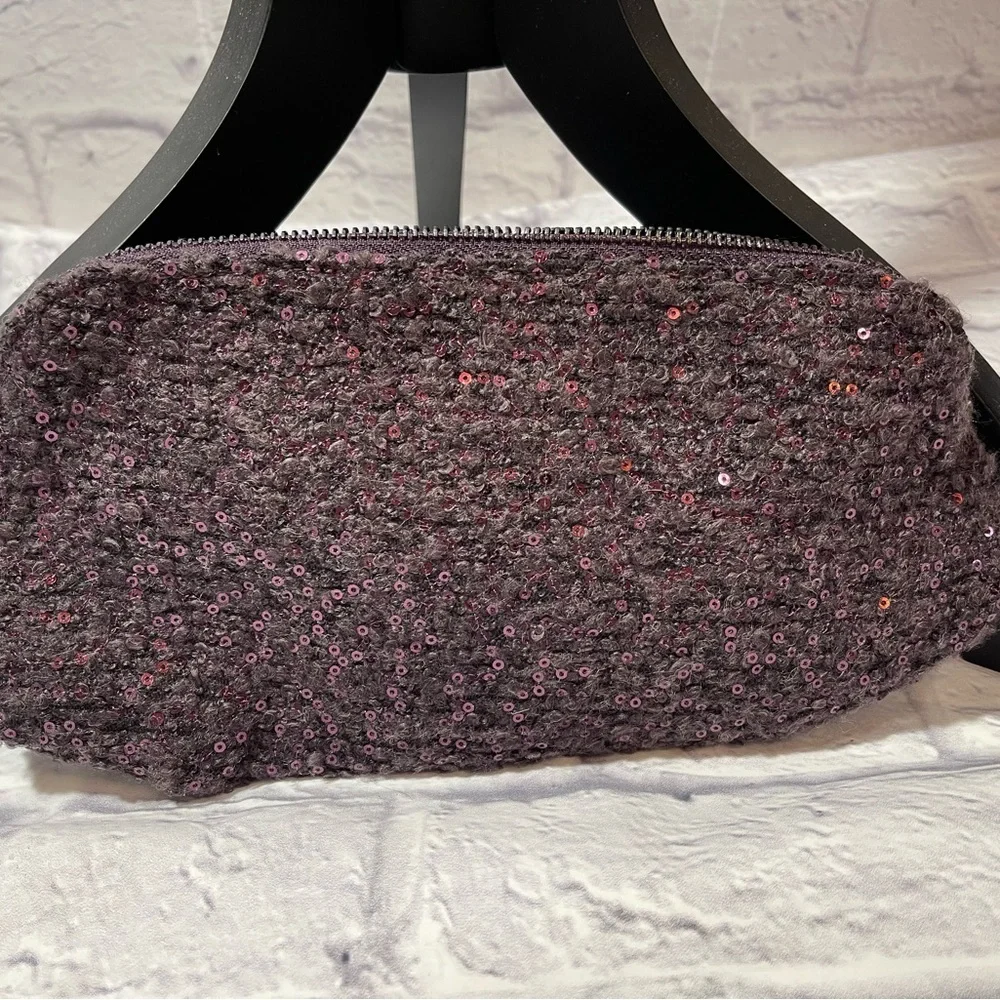 Deux Lux Purple Boiled‎ Wool Sequin Evening Clutch